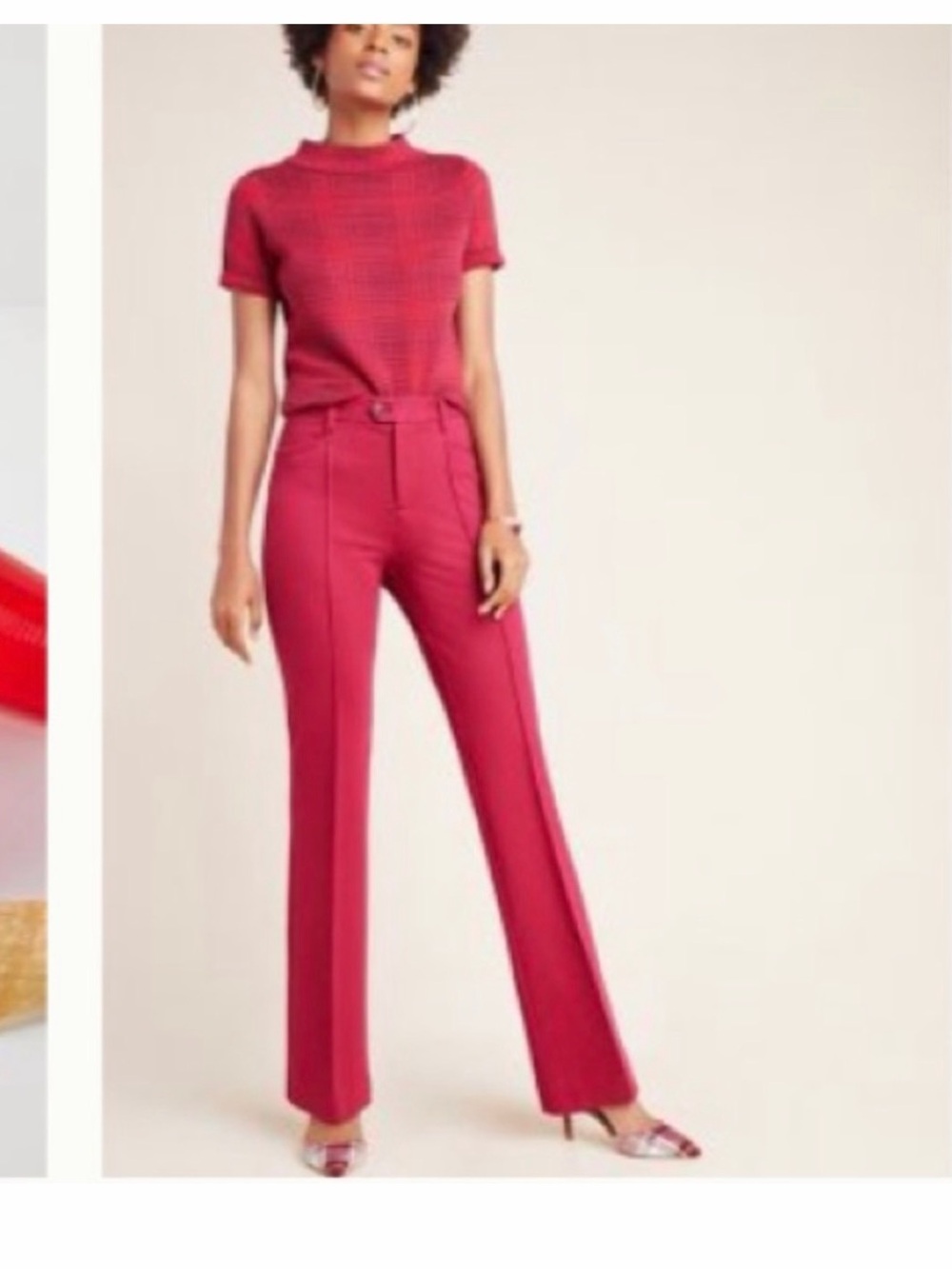 Anthropologie Boot-Cut Pants in Deep Berry
